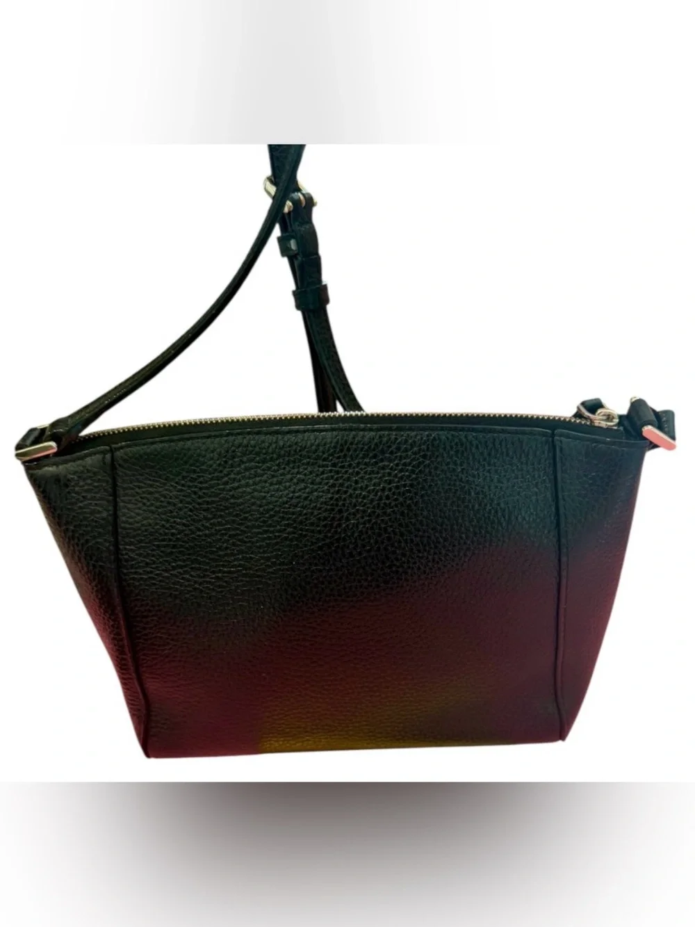 Kate Spade Black Pebbled Leather Crossbody Bag with Front Slip Pocket Aunthentic